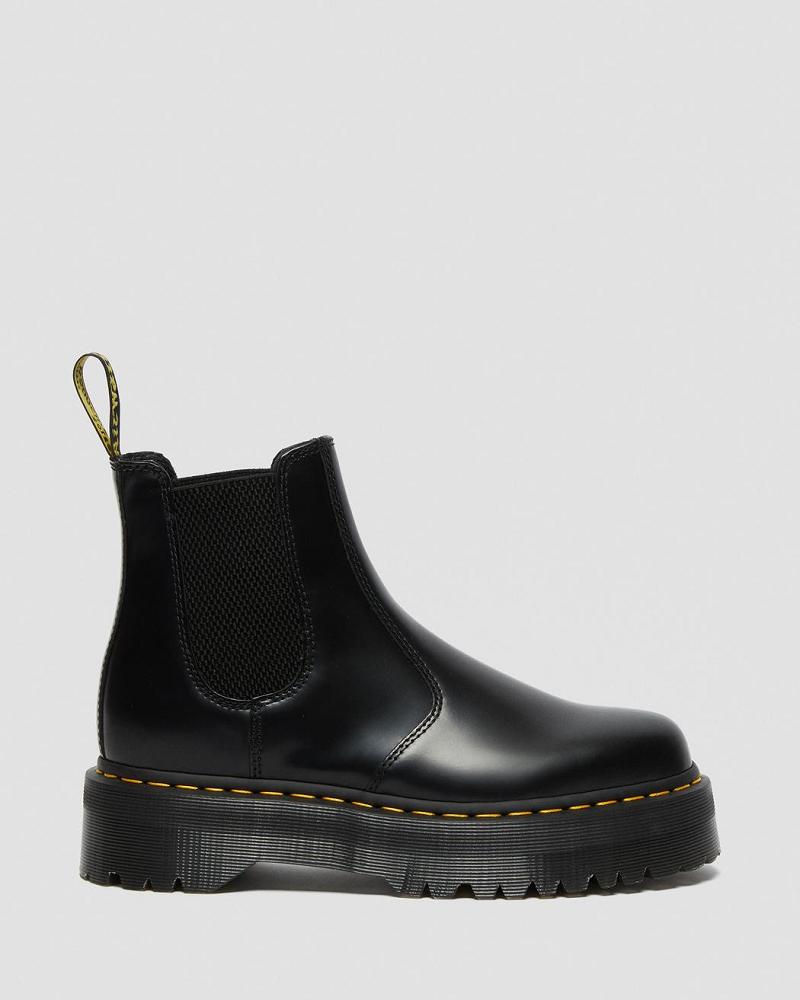 Black Men's Dr Martens 2976 Polished Smooth Platform Ankle Boots | CA 423YXF